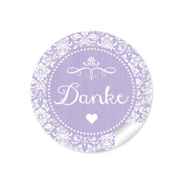 24 Sticker "Danke" - Vintage Ornamente - lila