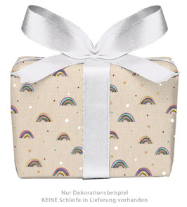 3 Bögen Geschenkpapier - Regenbogen beige- gedruckt auf PEFC zertifiziertem Papier, 50 x 70 cm