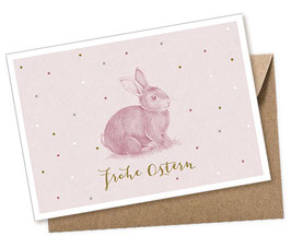 POSTKARTE HASE ROSA PASTELL FROHE OSTERN