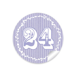 24 Sticker Adventskalenderzahlen - Retro - lila