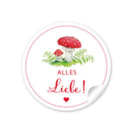 24 Sticker - Alles Liebe! - Fliegenpilz