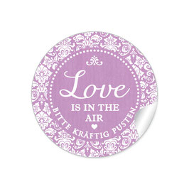 24 STicker "Love ist in the Air" - Shabby Chic - dunkel lila