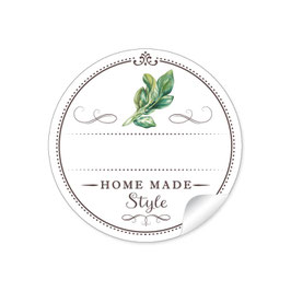 24 Sticker "Home Made Style"- Basilikum - weiß