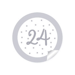 24 Sticker Adventskalenderzahlen - Sternchen - hellblau