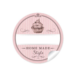 24 Sticker "Home Made Style"- Cupcake - rosa
