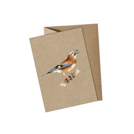 Postkarte Eichelhäher Vogel - gedruckt auf original Kraftpapier Karton - mit Umschlag / ohne Umschlag