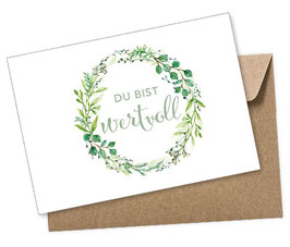 POSTKARTE DU BIST WERTVOLL - KRANZ GRÜN