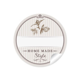 24 STicker "Home Made Style"- Kräuter - beige - mit Freitextfeld