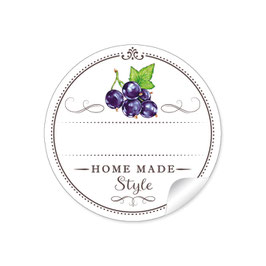 24 Sticker "Home Made Style"- Johannisbeere schwarz - weiß