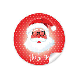 24 Sticker "Ho Ho Ho" -  Hipster Nikolaus - rot