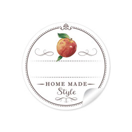 24 STicker "Home Made Style"- Apfel - weiß