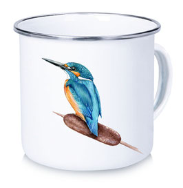 Emaille Tasse Becher EISVOGEL • 300 ml