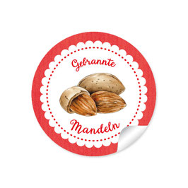 24 Sticker "Gebrannte Mandeln"- rot