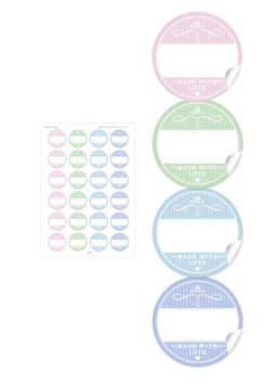 24 Sticker "Made with Love"- Pastell gemischt - mit Freitextfeld