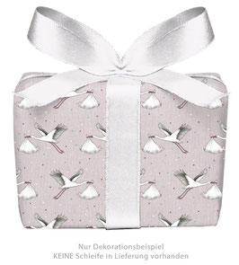 3 Bögen Geschenkpapier groß - Storch mit Baby rosa - gedruckt auf PEFC zertifiziertem Papier, 50 x 70 cm
