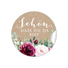 "Schön, dass du da bist" - Rosen Zweige Grün rot rosa weiß