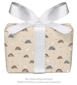 3 Bögen Geschenkpapier - Regenbogen beige- gedruckt auf PEFC zertifiziertem Papier, 50 x 70 cm