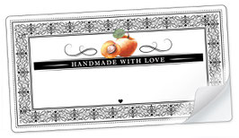 10 Sticker rechteckig groß -"Handmade with Love"- Aprikose Ornamente - mit Freitextfeld