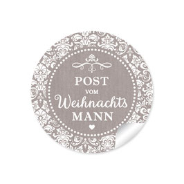 24 Sticker "Post vom Weihnachtsmann" -  Retro Vintage - sand