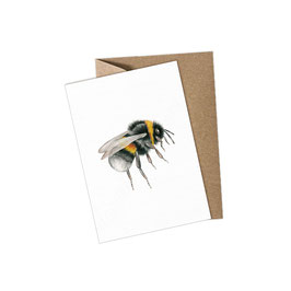 Postkarte Hummel Bumblebee - 300 g Gmund Leinenpapier - mit Umschlag / ohne Umschlag