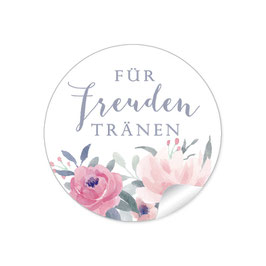24 Sticker Für Freudentränen - Pastell Rosen Blüten rot grün blau grau