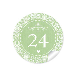 24 Sticker Adventskalenderzahlen - Vintage - grün