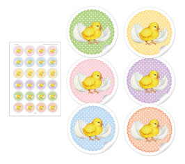24 Sticker Osterküken - gemischt
