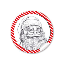 24 Sticker Weihnachtsmann  - rot weiß Streifen