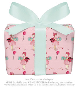 3 Bögen Geschenkpapier groß - GLÜCKSKÄFER- ROSA