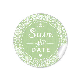 24 Sticker "Save the Date" - Vintage  Retro Ornamente - grün