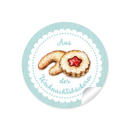 24 Sticker "Aus der Weihnachtsbäckerei"- Gebäck - mint