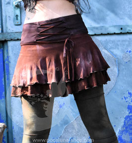 LAYERED LACE UP MINI CIRCLESKIRT *MAROON*