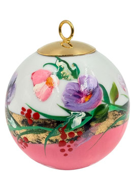 Boule peinte main – Fleur d’hiver – Porcelaine – Réf. FPM 15