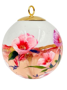Boule peinte main – Fleur d’hiver – Porcelaine – Réf. FPM 12