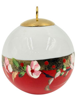 Boule peinte main – Fleur d’hiver – Porcelaine – Réf. FPM 22