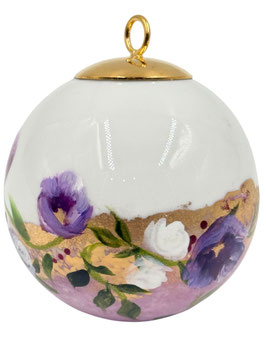 Boule peinte main – Fleur d’hiver – Porcelaine – Réf. FPM 21