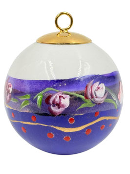 Boule peinte main – Fleur d’hiver – Porcelaine – Réf. FPM 11