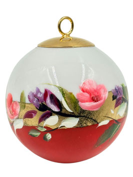 Boule peinte main – Fleur d’hiver – Porcelaine – Réf. FPM 06