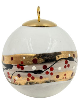 Boule peinte main – Fleur d’hiver – Porcelaine – Réf. FPM 23