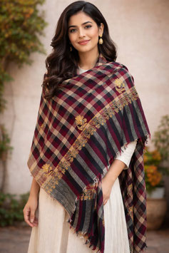 KT Check Box Pashmina Shawl  ''BUTIDAR ''  KT-PAL1020