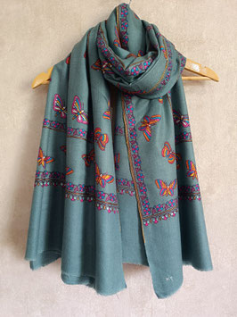 KT Dark Blue Butterfly Pashmina Shawl  ''BUTIDAR ''  KT-PPSH789