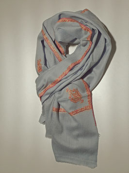 Hand-embroidered pure Cashmere Scarf 75x200cm