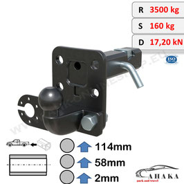 ADAP-HD3983 – 3 Lochreihen - 2 Zoll Einschub für US-Multimount-Höhen von 236 mm bis 472 mm