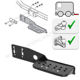 Trittbrett recht Trittstufe Auftritt AHK 2- und 4 Loch Flanschkugel Anhängerkupplung (abgerundet)