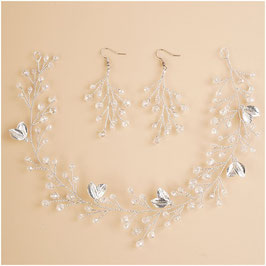 Haarband Silber Perlen & Ohrringe Art. N7371