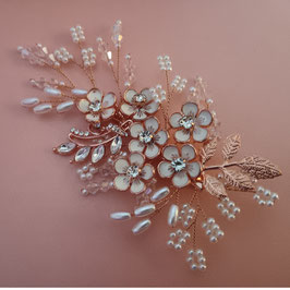 Haarklammer Perlen Blumen Strass Art.8558-Rosegold