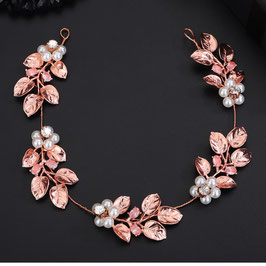 Haarband Blumen Perlen Strass Art.9811-Rosegold