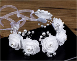 Haarband Blumen Perlen Silber Art.2322 Haarschmuck Braut Haarschmuck Hochzeit Haarband Braut Haarband Hochzeit