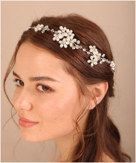 Haarband Perlen Blumen Strass Silber Art.7148 Haarschmuck Braut Haarschmuck Hochzeit Haarschmuck Festlich