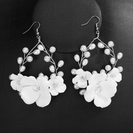 Ohrringe Blumen Perlen Art.9170-Silber